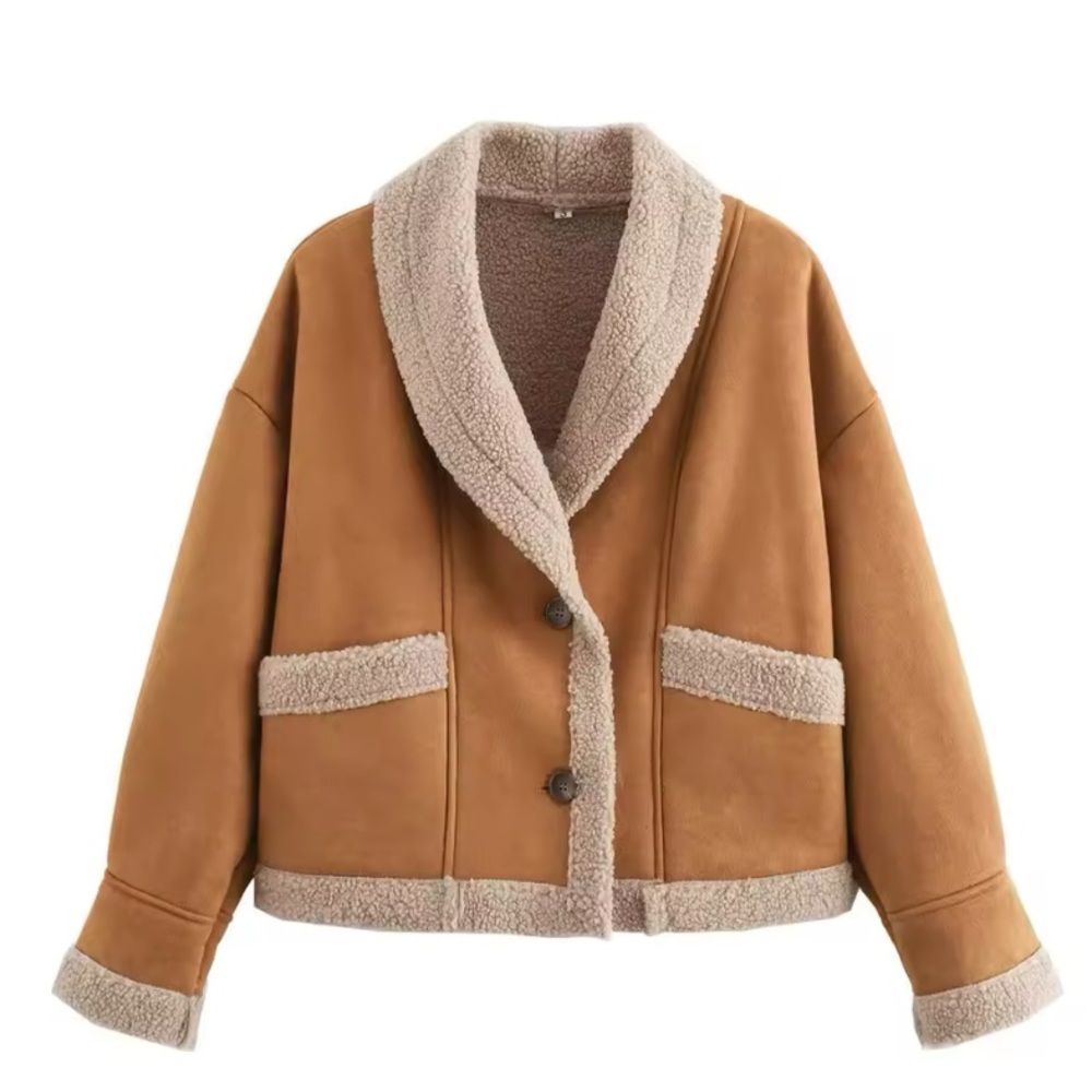 Winter Jacket Cotton Coat Women's Fur Lamb wool lapel warm long sleeve